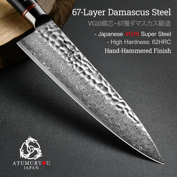 8'' Japanese Chef Knife, Professional Handcrafted Damascus VG10 Steel3