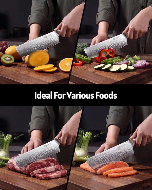 7 Inch Nakiri Knife, Ultra Sharp Damascus Kitchen Knife6