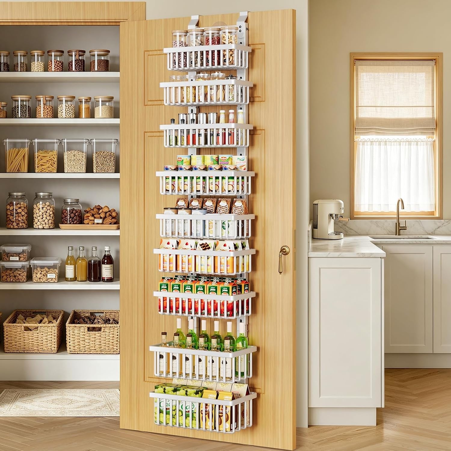 9-tier-narrow-over-the-door-pantry-organizer-2-in-1-wall-mount-or-hanging-spice-rack-with-adjustable-deep-basket-heavy-duty-seasoning-organizer-and-storage-for-kitchen-closet-bathroom-white