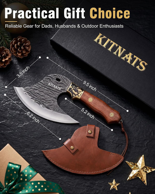 Viking Cleaver Knife, Hand Forged Eagle Style Kitchen Axe, Birthday Gifts5