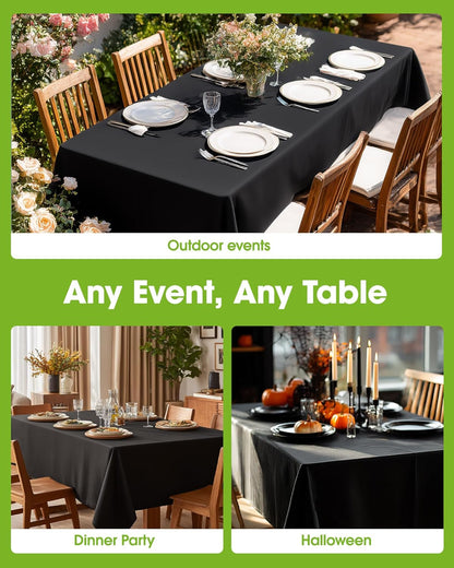 Rectangle Table Cloth 60" X 84" – Durable Polyester Tablecloth Offers Reusable & Washable Protection, Ideal for Outdoor Party, Picnic, Wedding, Banquet and Birthday, 1 Pack, Black | Durable, Rectangletable Cloth , for Outdoor Party, Picnic, Wedding, Banquet, Birthday9