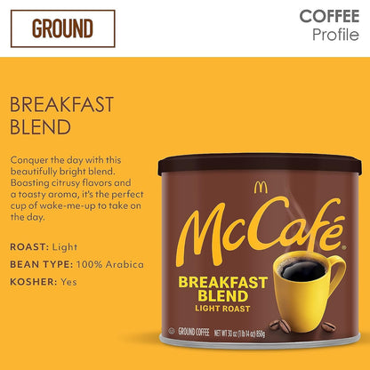 Breakfast Blend, Light Roast Ground Coffee, 30 Oz Canister9