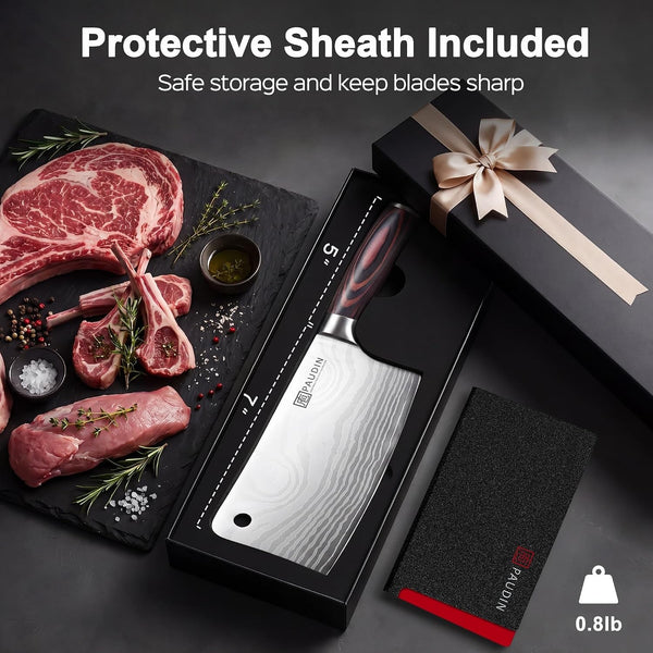 Cleaver Knife, Ultra Sharp Meat Cleaver 7 Inch, High Carbon Stainless Steel Butcher Knife with Wooden Handle, Chinese Cleaver for Meat Cutting Vegetable Slicing8