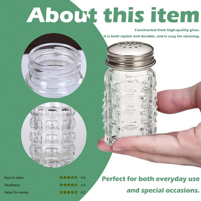 Retro Style Salt and Pepper Shakers with Stainless Tops (2)4