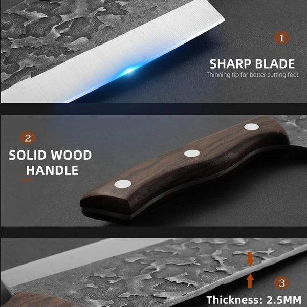 Meat Cleaver, 7 Inch Butcher Kitchen Knife Stainless Steel Slicing Knives with Sheath4