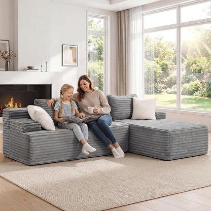 Boneless Couch Modular Sectional Sofa L-Shape Cloud Couch Lounge Furniture3