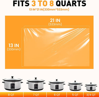 40 Pack Slow Cooker Liners, Large Size 13"X 21" Cooking Bags | Disposable Plastic Slow Cooker Bags Liners Fits 3-8 Quarts, BPA Free, Suitable for Oval & round Pot2