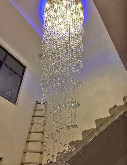 118Inch Modern Crystal Chandelier for High Ceiling Living Room Foyer Crystal Raindrop Pendant Light Dimmable Lighting with Remote Straircase Fixture LED Bulbs1
