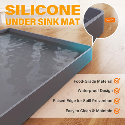 Waterproof under Sink Mat, 34" X 22", Dark Gray2
