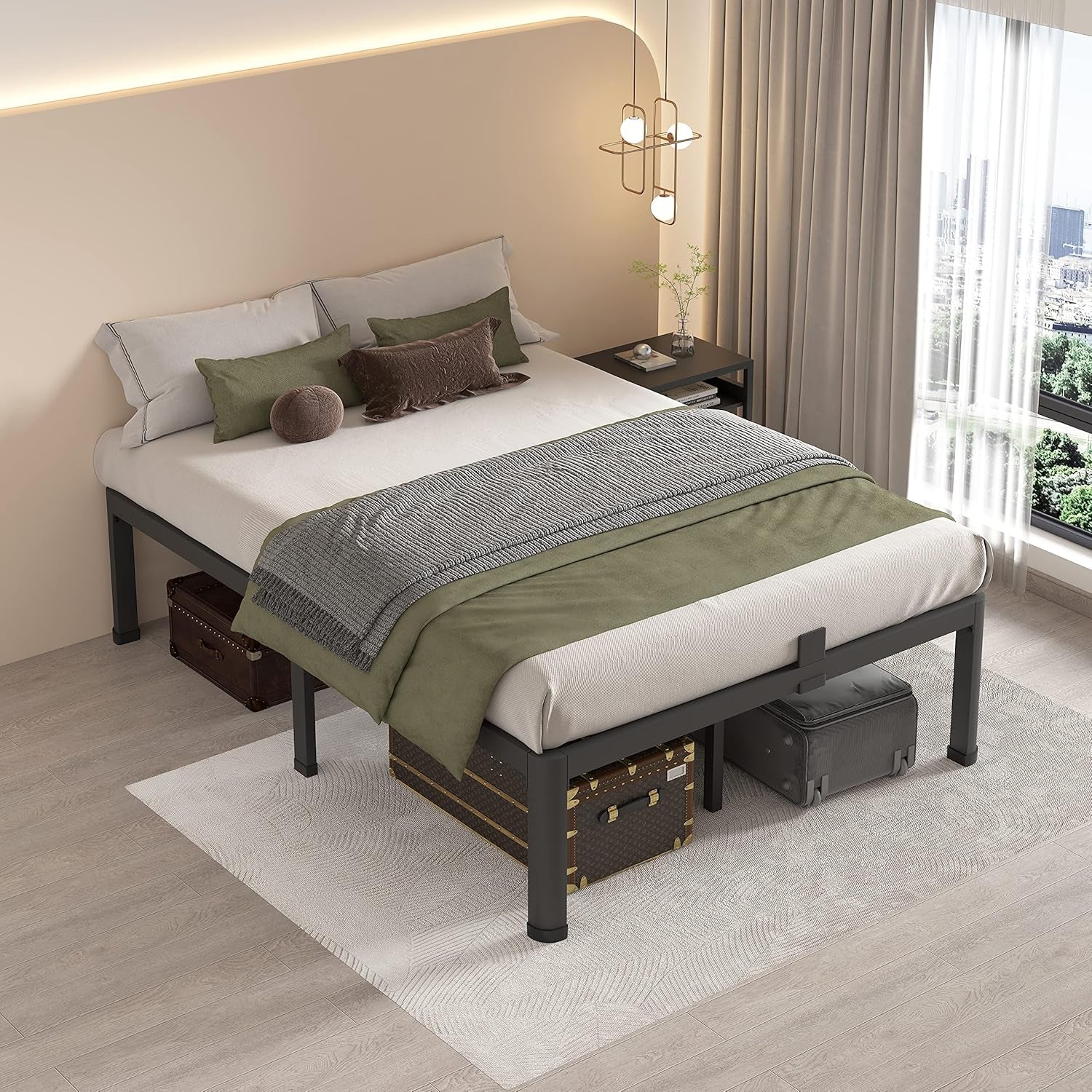 18-inch-queen-bed-frames-with-round-corner-legs-mattress-slide-stopper