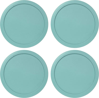 Replacement Lids Fits Pyrex 2-Cup Glass Food Storage Container Bowls, 5-Inch Plastic round Lids Covers for Pyrex 7200-PC, Airtight & Leakproof (4-Pack, Turquoise)1