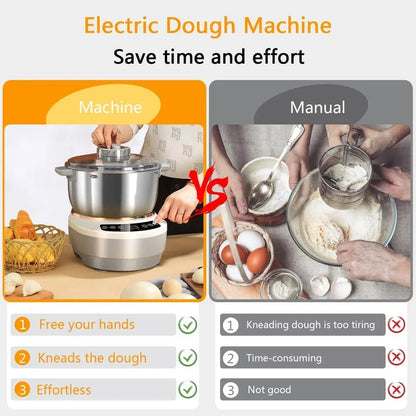 Electric Dough Maker Machine with Fermentation Function,Gray,7L | Large Capacity Household Dough Mixer, 304 Stainless Steel, Microcomputer Timing, Front Touch Panel2