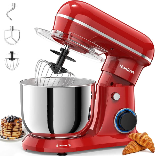4QT Electric Stand Mixer, 10-Speed Tilt-Head Compact Kitchen Mixer | Multiple Stylish Colors | Food Mixer with Dough Hook & Beater & Whisk | for Cake & Bread | Dishwasher-Safe | Red1