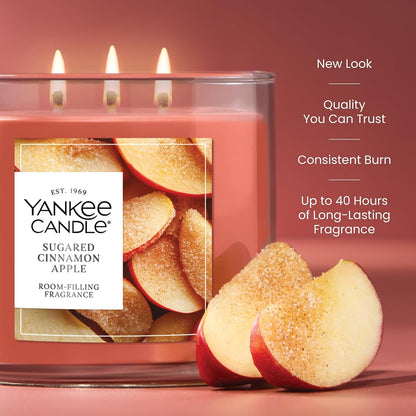 Sugared Cinnamon Apple, Scented Candle, 14.5Oz 3-Wick Candle Jar with up to 40 Hours Burn Time3