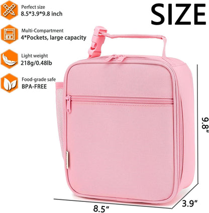 Lunch Box for Kids Boys Girls Men Women, Insulated Small Soft Cooler Lunch Bag Kit for School Work Picnic Travel - Reusable Portable Lunchbox, Pink3
