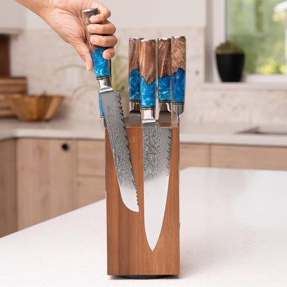 SENKEN Rotating Magnetic Knife Block without Knives, Natural Acacia Hardwood - 360 Degrees Rotation - Ultra Strong Neodymium Magnets, Universal Knife Holder & Storage (Rotating Magnetic Block)3