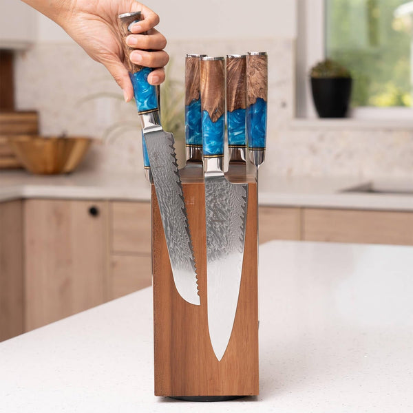 SENKEN Rotating Magnetic Knife Block without Knives, Natural Acacia Hardwood - 360 Degrees Rotation - Ultra Strong Neodymium Magnets, Universal Knife Holder & Storage (Rotating Magnetic Block)3