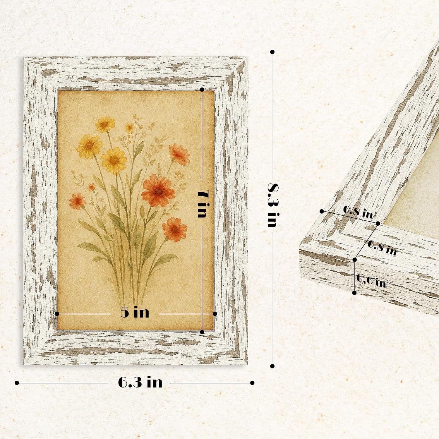 5x7-rustic-farmhouse-picture-frames-with-vintage-prints-set-of-9