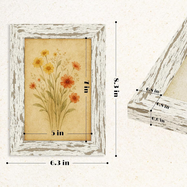 5X7 Rustic Farmhouse Picture Frames with Vintage Prints, Set of 97
