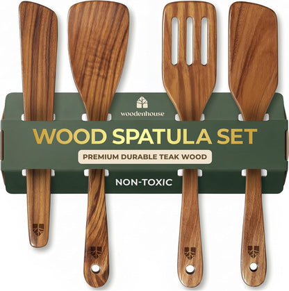 Wooden Spatula for Cooking, Teak Wood Set of 4 for Non Stick Frying Pan1