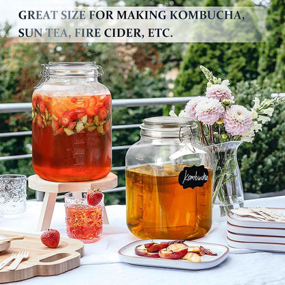 1 Gallon Glass Jar with Airtight Lid, 4.3" Wide Mouth Mason Jars | Bpa-Free, Leak-Proof Lid, Square, Large Glass Storage Containers with 2 Scale Mark for Canning, Pickled, Overnight Oats5