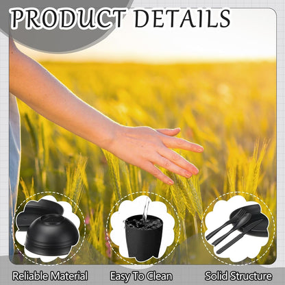 72 Pcs Wheat Straw Dinnerware Sets, Black3