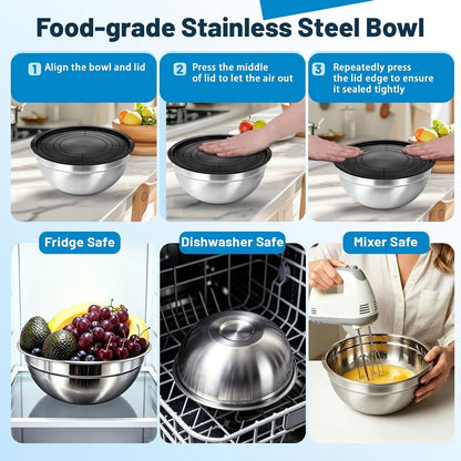 Stainless Steel Mixing Bowls with Lids and Colander Set7