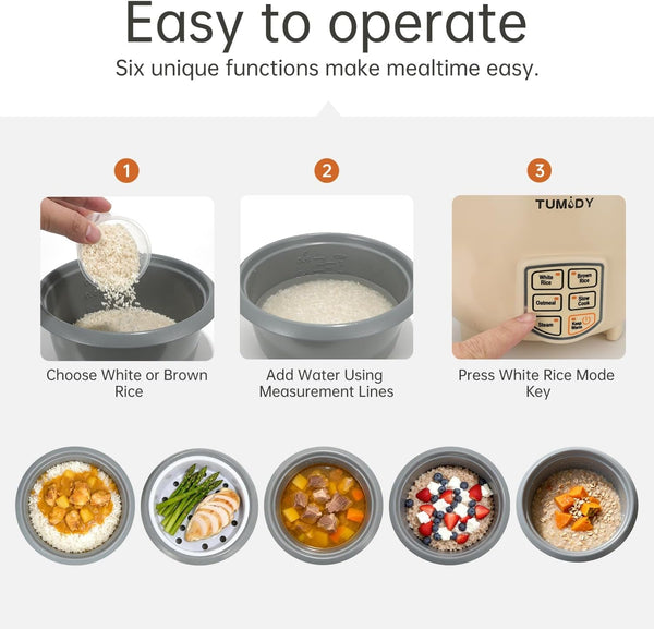 3 Cups Rice Cooker Small, Electric Rice Maker Cooker with Steamer Tray, Nonstick Inner Pot, 6-Cups Cooked/3-Cups Uncooked, Automatic Keep Warm, Yellow5