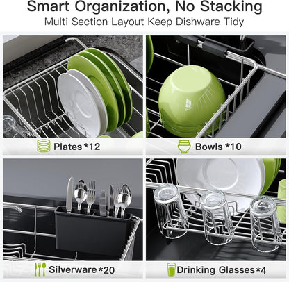 Dish Drying Rack in Sink, Dish Drainer with Cup and Utensil Holder7