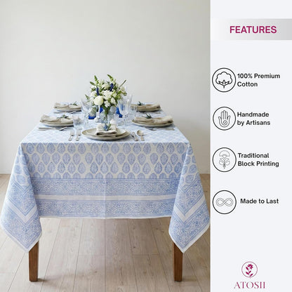 Amalfi 100% Cotton Boho Rectangle Fall Tablecloth, Handblock Print Table Cloth for Kitchen I Dining Table Linen Fall Décor I Parties Wedding Outdoor Christmas Thanksgiving I Fall 60 X 90 Inches2
