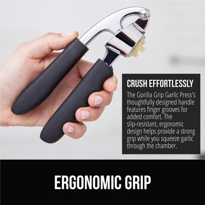 GORILLA GRIP Garlic Peeler and Press Set, Heavy Duty Mincer, Black3