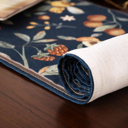 Designer Vintage Linen Long Table Runner,102"X12"-Deweya Blue7