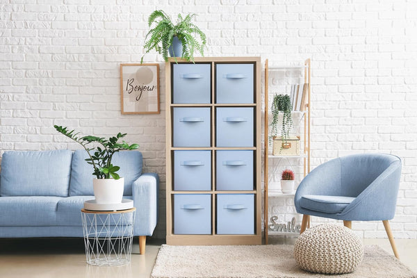 Fabric Storage Cubes, 8 Pack, with Handles (Pastel Blue)2