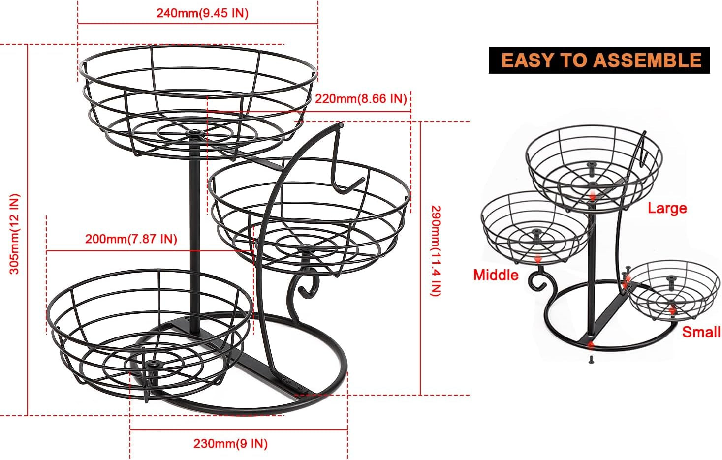 fruit-basket-bowl-with-banana-hanger-fruit-vegetable-storage-basket-with-banana-tree-holder-for-kitchen-counter-detachable-organizer-for-bread-snack-produce-black-3-tier-metal-base