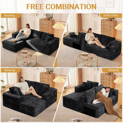 103" Modular Sectional Sofa for Small Spaces, No Assembly, Black7