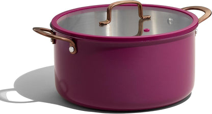 8QT Full Clad Tri Ply Stainless Steel Stock Pot with Lid, Kitchen Stockpot Soup Pot, Outer Ceramic Layer, Even Heating, All Stoves Compatible, Oven & Dishwasher Safe, Stay Cool Handle, Purple1