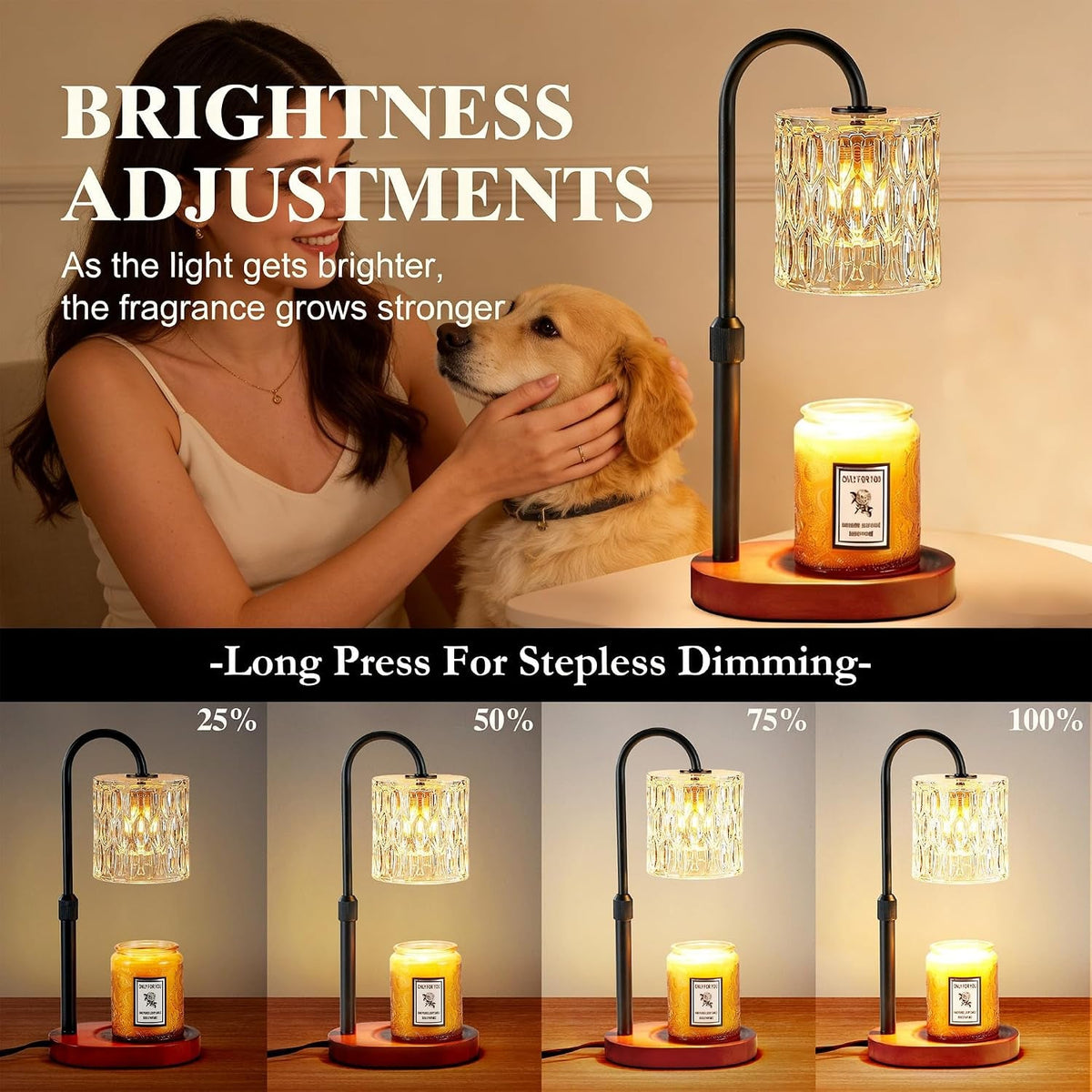 electric-candle-warmer-lamp-with-timer-dimmable-candle-lamp-with-adjustable-height-wax-melter-for-jar-candles-wood-base-floral-home-decor-gifts-for-women-mom-walnut-wood