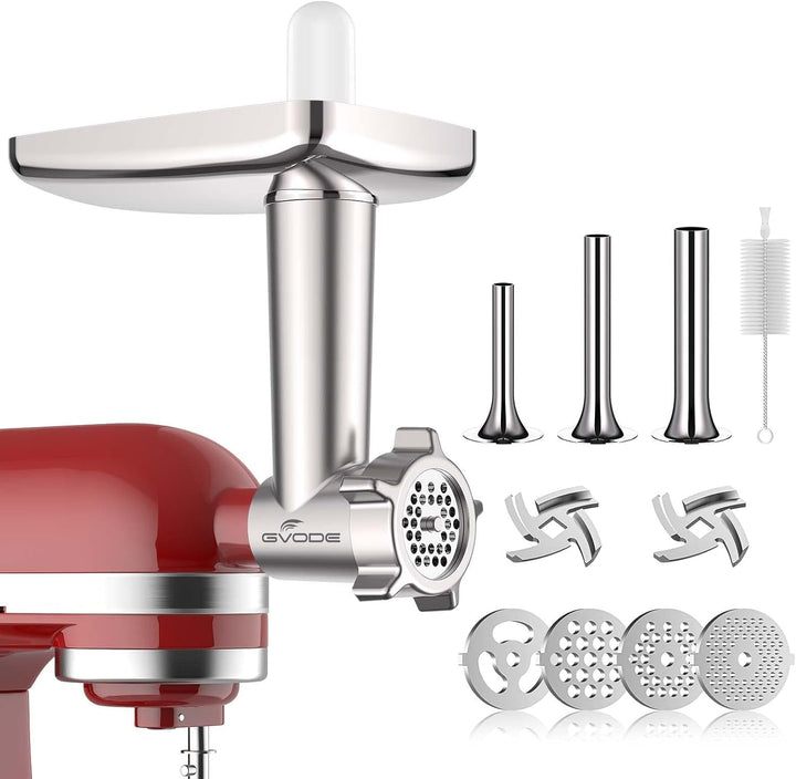 Metal Meat Grinder Attachment for Kitchenaid Stand Mixer,Food Grinder | Meat Grinder for Kitchen Aid Includes 4 Grinding Plates, 3 Sausage Stuffer Tubes, 2 Grinding Blades