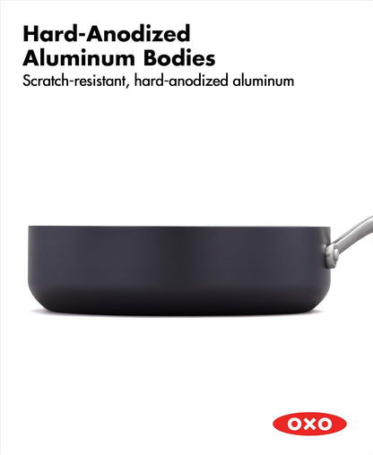 OXO Professional 3QT Saute Pan Jumbo Cooker with Lid, Hard Anodized Ceramic Nonstick Cookware Pfas-Free, Stainless Steel, Induction Suitable, Diamond Reinforced Coating Dishwasher and Oven Safe, Black4