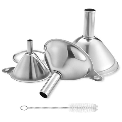 Metal Stainless Steel Funnel, Large Medium Small Funnel Set of 3, Food Grade Mini Kitchen Funnels for Transferring Essential Oils, Liquid, Fluid, Small Funnels for Filling Bottles Flask Cooking1