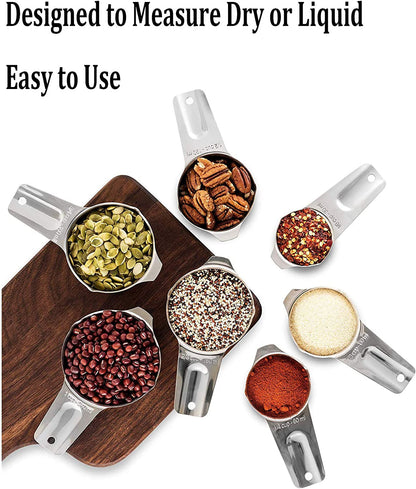 Measuring Cups Stainless Steel 7 Piece Stackable Set for Dry or Liquid Ingredients Measurement - Kitchen Gadgets & Utensils Metal Measuring Cups Best for Cooking & Baking4