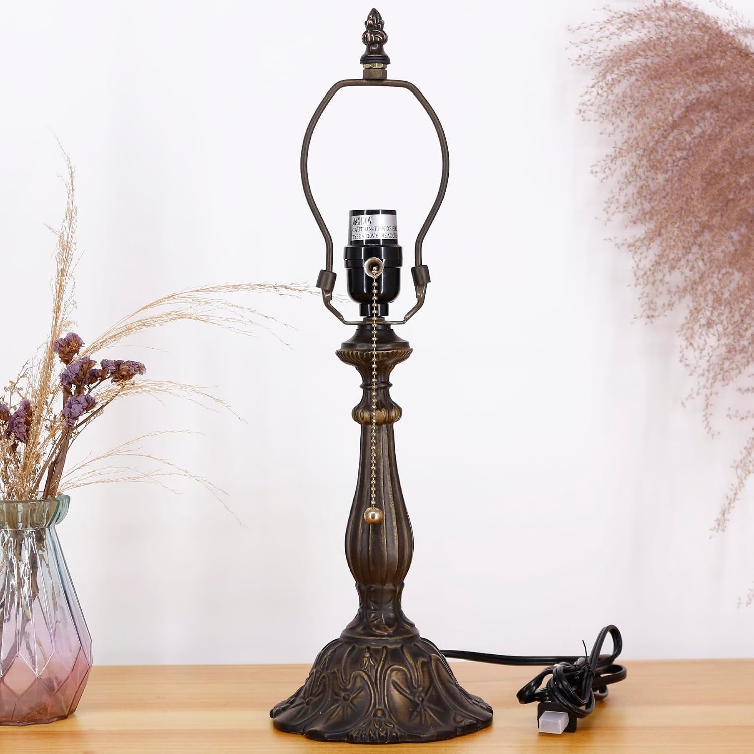 table-lamp-base-replacement-only-a-w-6-h-18-inch-fit-for-8-10-12-inch-tiffany-style-stained-glass-lampshade-dark-bronze-finish-resin-push-switch-on-cord