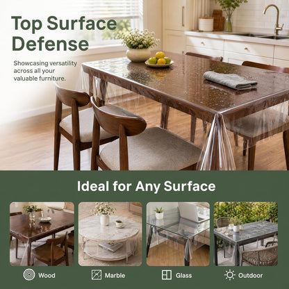 Clear Plastic Table Cover Protector Waterproof Tablecloth 54X78 Inch | Vinyl PVC Rectangle Table Cloth, Oil Spill Proof Wipe Clean, for Dining Tables, Parties & Camping, Crystal Clear8