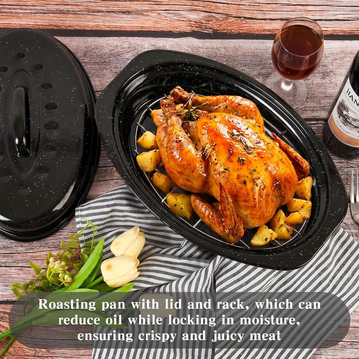 13-inch-small-roasting-pan-with-lid-and-rack-enamel-carbon-steel-roaster-pan-high-temperature-resistance-and-dishwasher-safe-cookware-for-small-poultry-vegetables