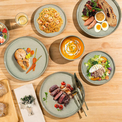 Stoneware Dinnerware Sets for 8,24 Piece Plates and Bowls Sets4