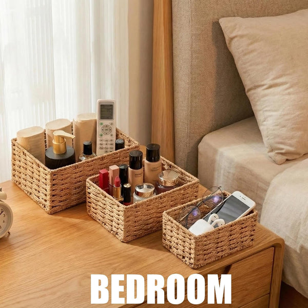 Small Wicker Basket for Organizing, Woven Storage Basket Sets of 33