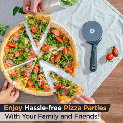 Lux Heavy Duty Pizza Cutter with Wheel Slicer- Stainless Steel Sharp Smooth Pizza Cutter Wheel with Easy Grip Non-Slip Handle, Dishwasher Safe (BLACK)8