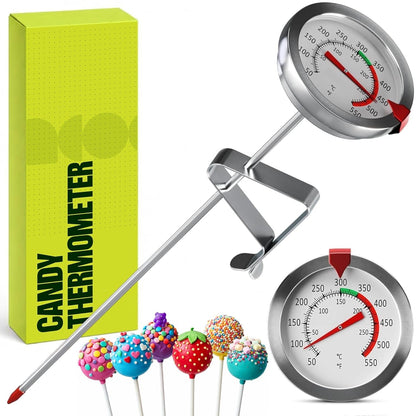 Candy Thermometer with Pot Clip - Deep Fry Oil Thermometer for Frying and Candle Making (White)1