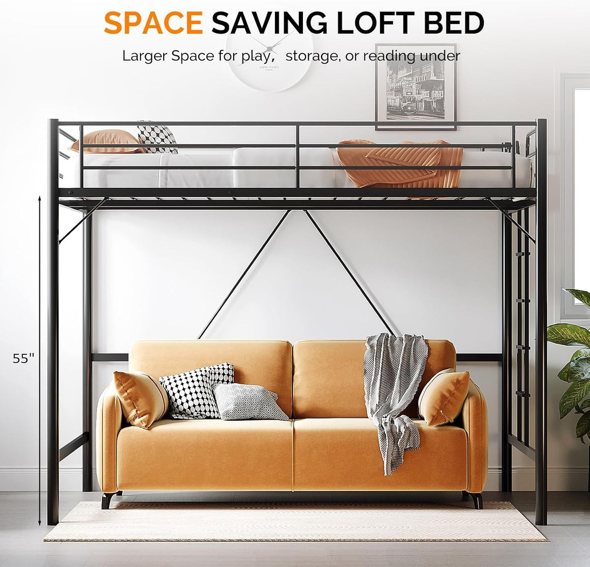 queen-loft-bed-with-flat-rungs-for-adults-kids-and-young-teens-no-box-spring-required-heavy-duty-metal-slat-support-black