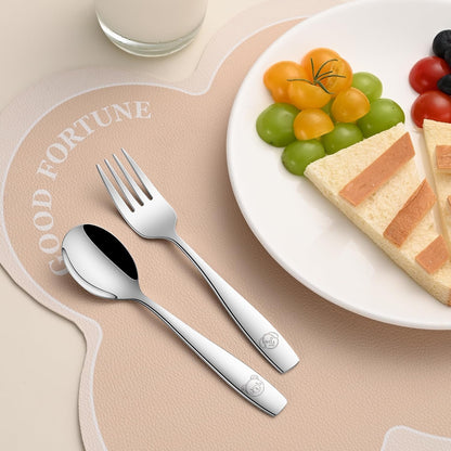 Toddler Eating Utensils Set,Set of 12 Food Grade Stainless Steel Silverware Sets for Kids,Dishwasher Safe Children Small Metal Spoons and Forks Flatware Sets7
